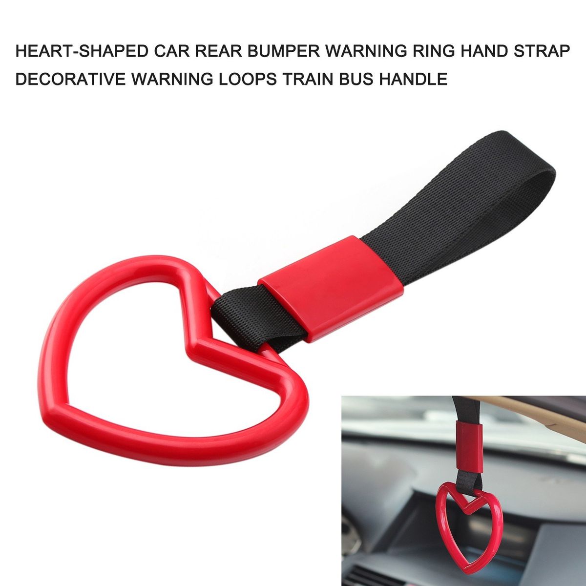 Heart-shaped Car Rear Bumper Warning Ring Hand Strap