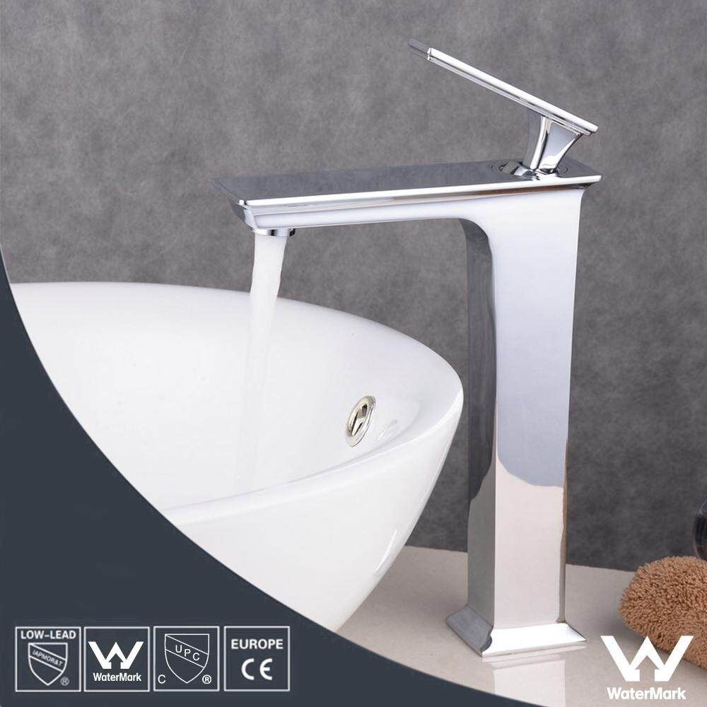 HOOMI Chrome Bathroom Sink Basin Faucet Counter Top Vessel One Handle Mixer Tap GE Plug G3/8 Silver Silver