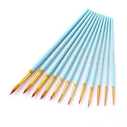 12pcs Professional Artist Paintbrush Set Round Pointed Tip