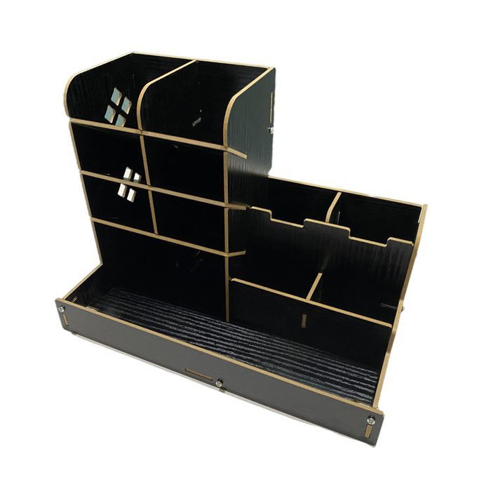 Wooden Pen Organizer Multi-Functional Large-Capacity For Bright Black