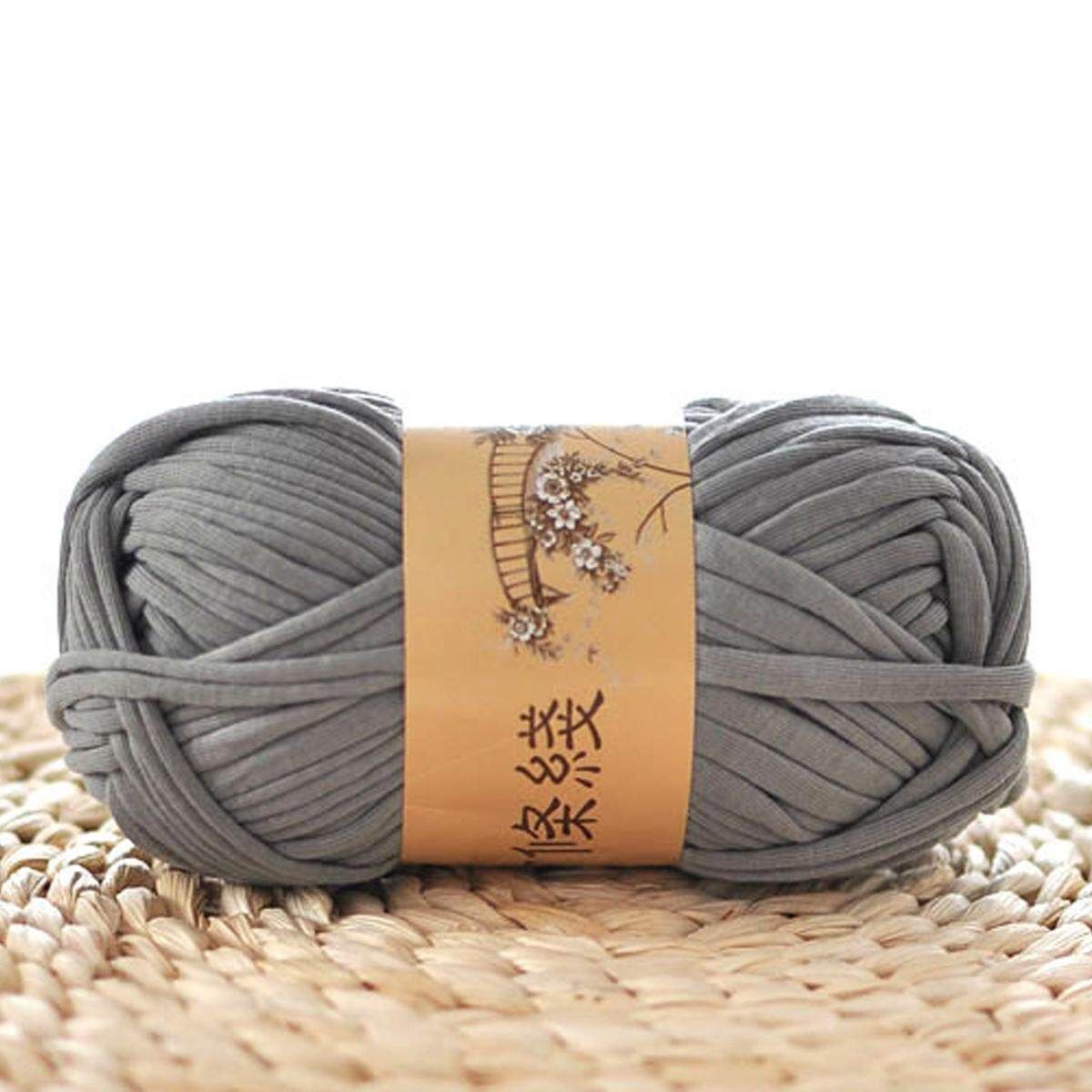 Hand Knitting Blanket Basket Rugs Wool Yarn DIY Crochet Mats Elastic Cloth 100g 17 Grey
