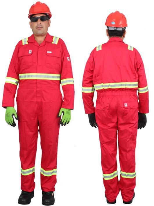 RFR RED FIRE RETARDANT COVERALL WITH REFLECTOR -320 GSM