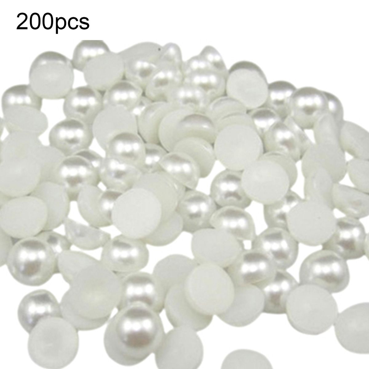 200Pcs Faux Half Pearl Bead 6mm Useful White Flat Back Faux-