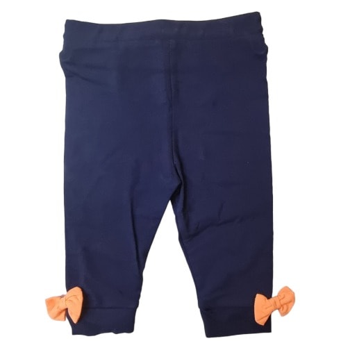 Girls Leggings - Navy Blue & Bow