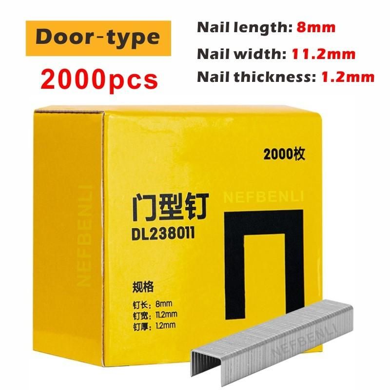 2000 Pcs U/Door/T Shaped Staples 12x6.3mm/11.2x8mm/10.1x2mm Nails for Staple Gun Air Furniture Stapler