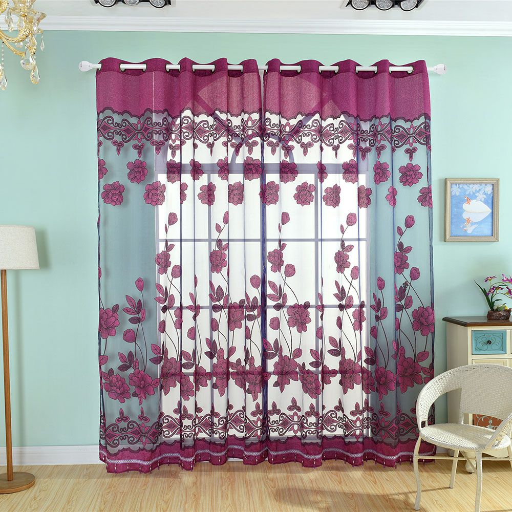 2Pcs 100*250cm Elegant Luxury High-end Floral Pattern Window