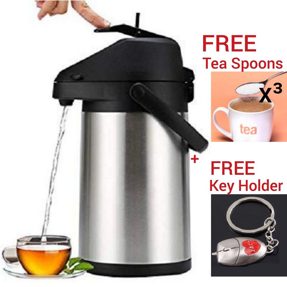 Hot 'N' Cold Dispenser Airpot Flask+Spoon+KeyHolder
