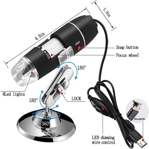 Digital USB Microscope With Camera &ndash; 50x To 1600x