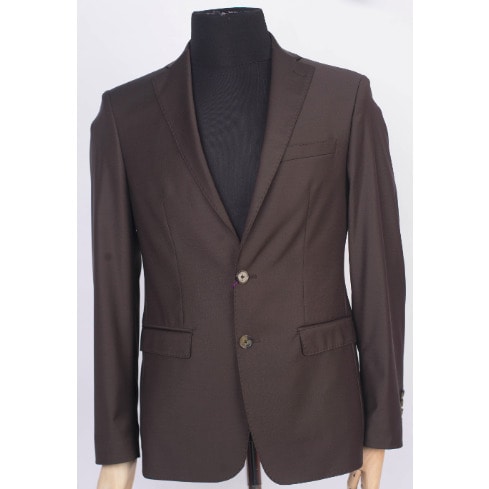 2 Piece Blended Wool Suit - Coffee Brown