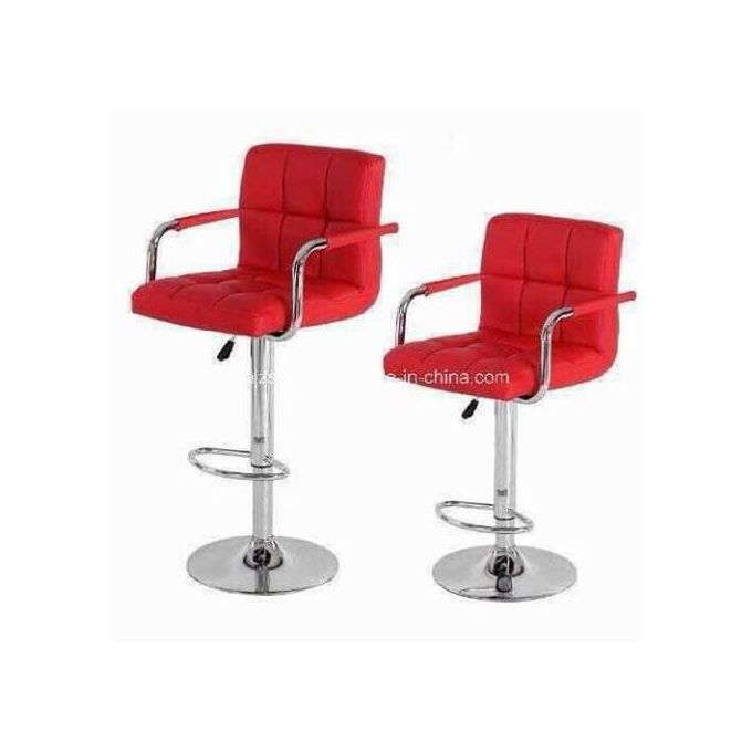 High Class Swivel Adjustable Bar Stool - Set Of 2 Red