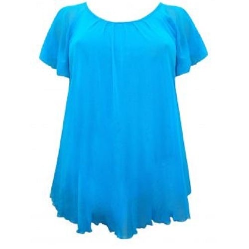 Short Angel Sleeve Mesh Chiffon Tunic