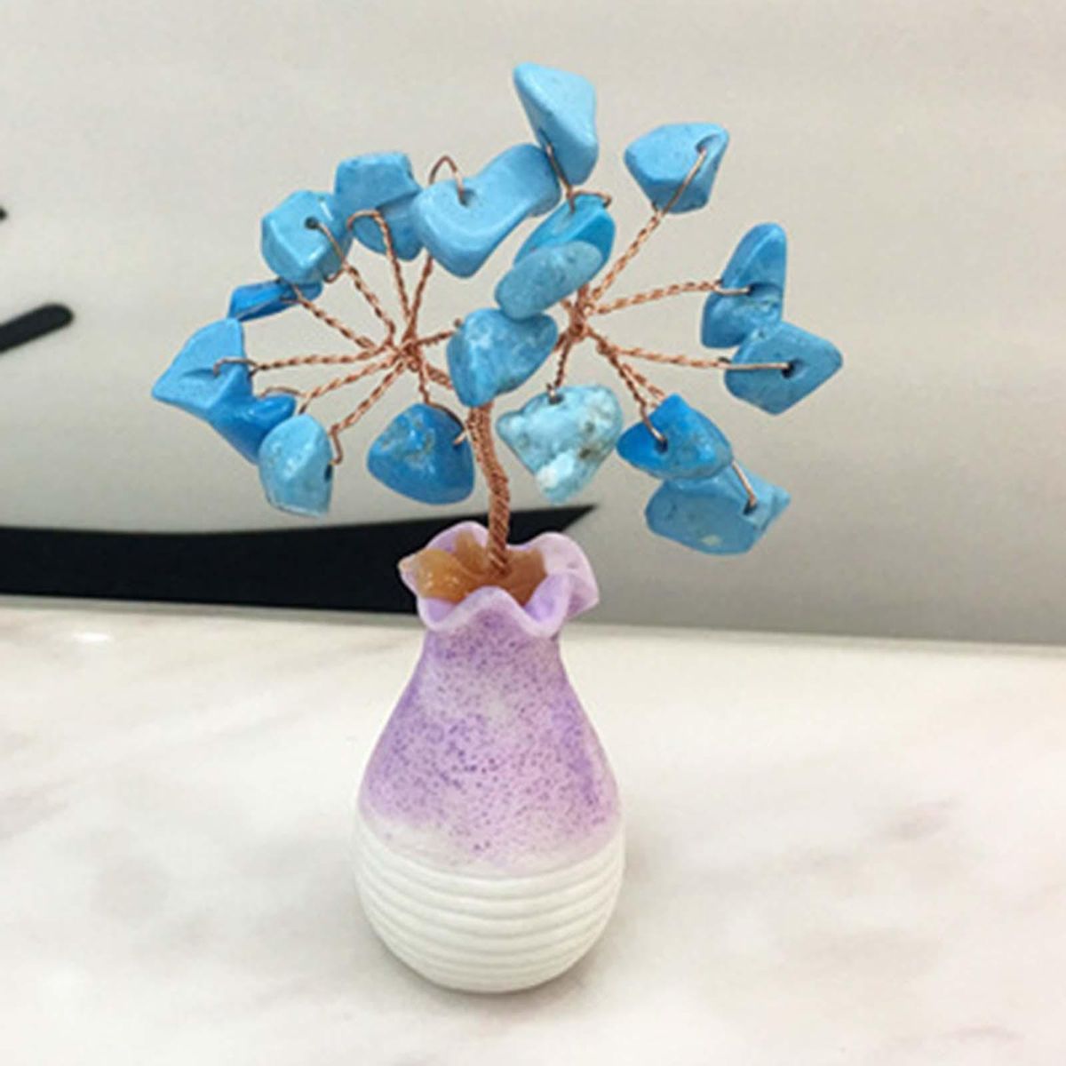 Mini Crystal Tree Wealth Luck Tree Stone Tree Bonsai Blue Turquoise