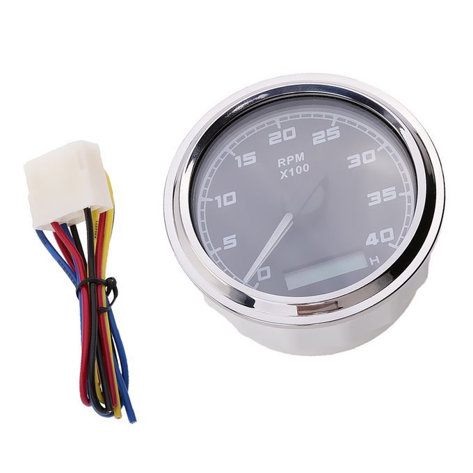 Universal 1224VDC 85mm Black Tachometer 04000rpm For  Engine