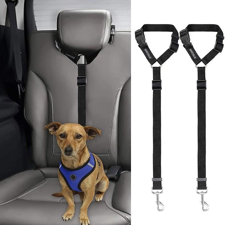Pet car traction rope adjustable safety rope with dog ride car traction rope to prevent running around black Vehicle traction belt-2.5cm*total length 105cm (single piece)