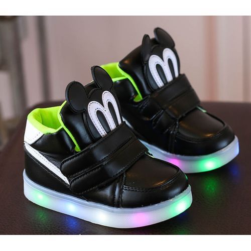 Children's Luminous Shoes LED Cartoon Sneaker-Black