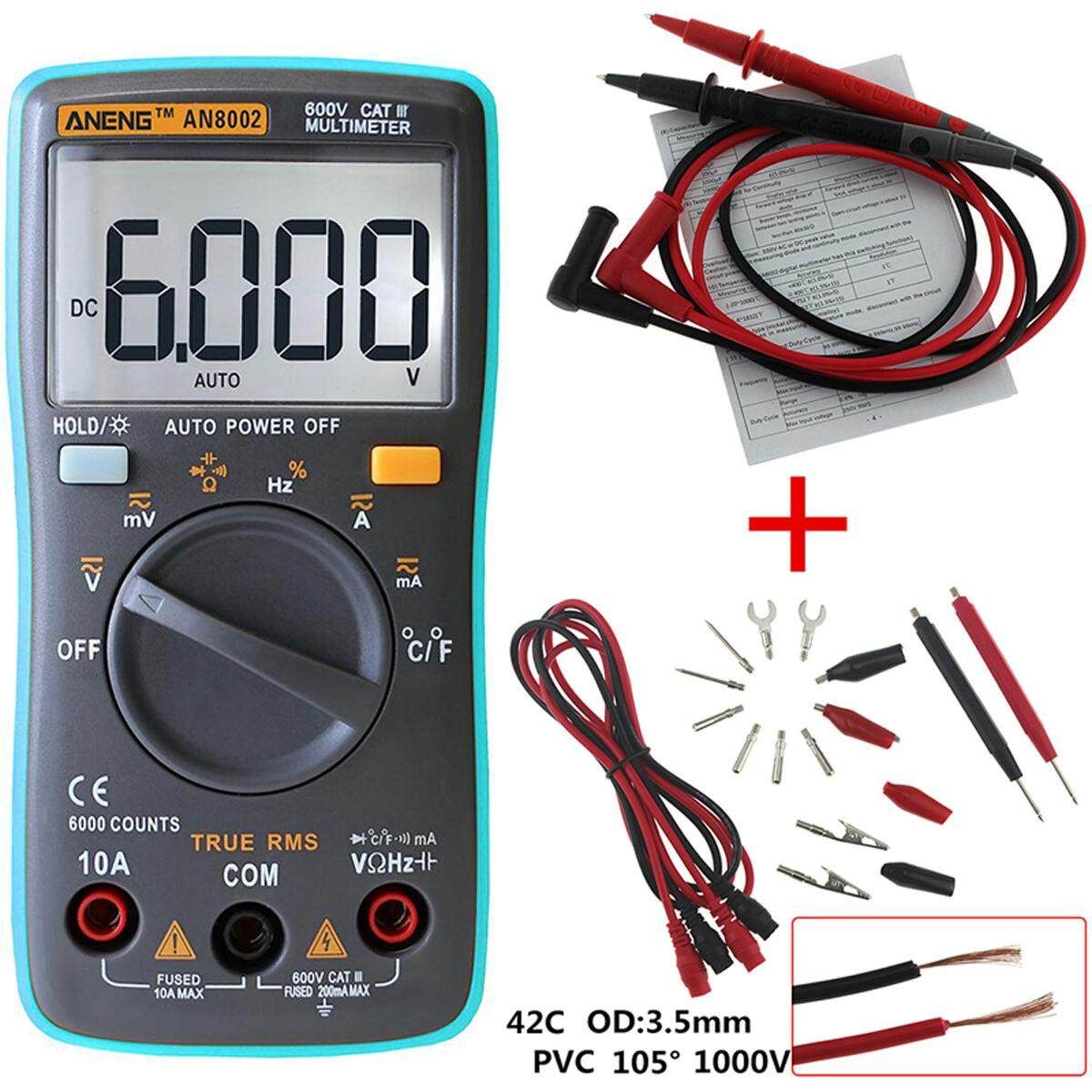 RMS 6000 Counts Multimeter AC/ Current Voltage Resistance Temperature Tester