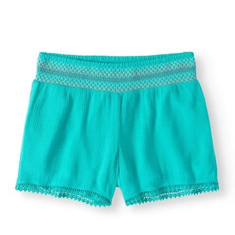 Smocked Waist Crinkle Girls Shorts