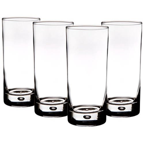 Red Series 17 Oz. Bubble-bottomed Round Cut Highball Drinking Glasses - Set Of 4