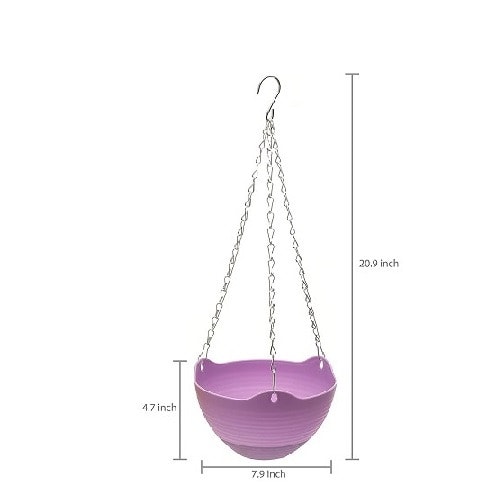 Hanging Plastic Flower Planter For Indoor Gardening - Purple