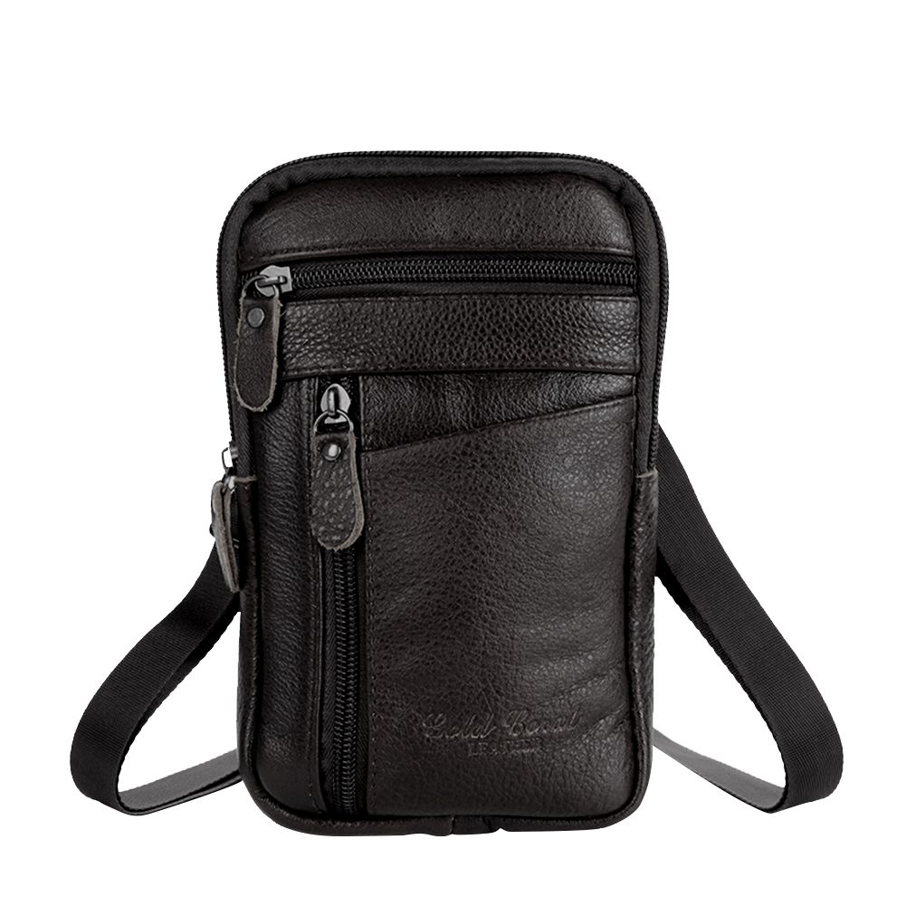 (Black)Portable Men's Mobile Phone Pockets Bags Waist Bag Male Small Chest Shoulder Belt Bag D SBS