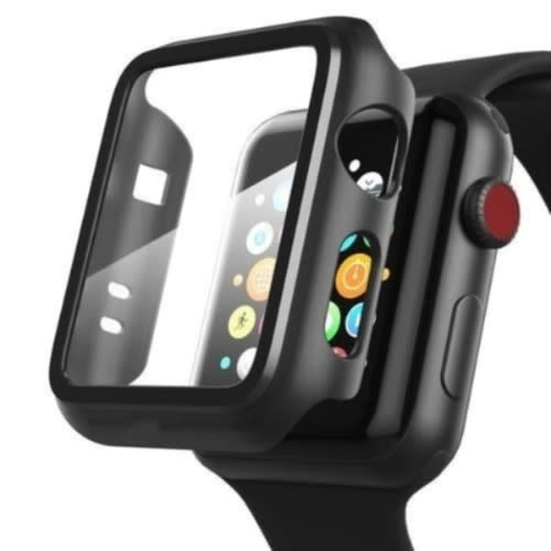 Case With Built-in Tempered Glass Screen Protector For Iwatch - 42mm- Black