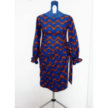 Ankara Long Sleeve Wrap Sheath Knee-length Dress