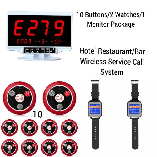 Hotel Restaurantbar Waiterscustomers Service Wireless Call 10buttons2watches1monitor P