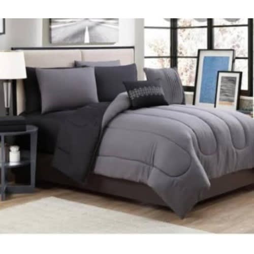 Reversible Plain Bedding Set - Duvet, Bedsheet And 4 Pillowcases -100% American Cotton