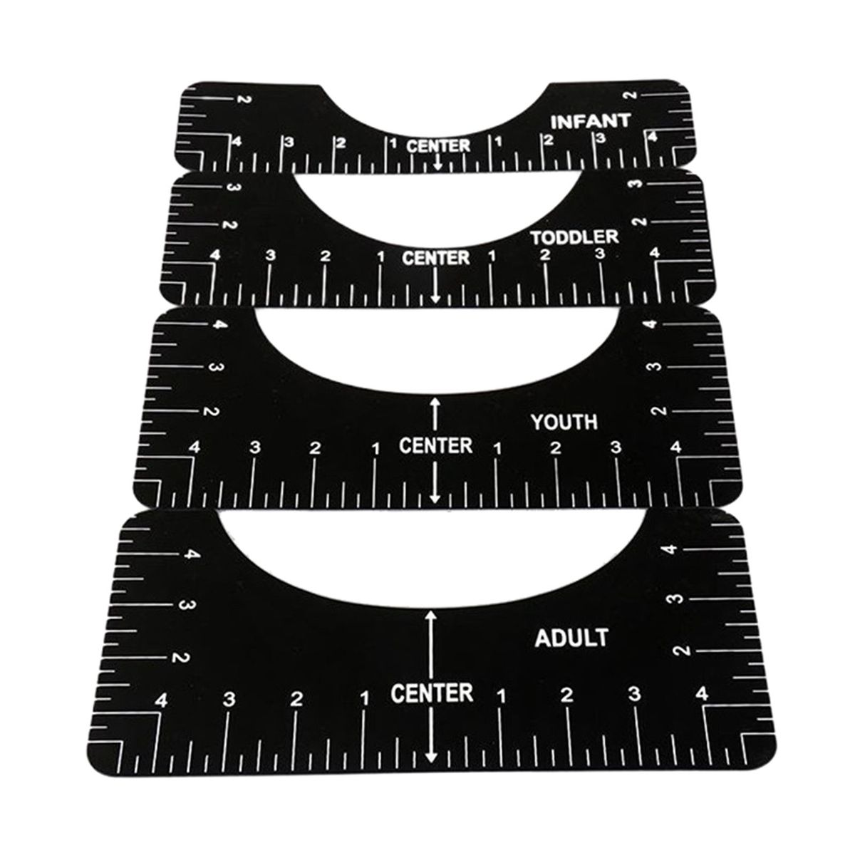 4x T-Shirt Alignment Ruler Vinyl T-Shirt Craft Ruler Guide Black