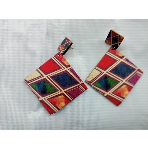 Ladies Wooden Earrings - Multicolour