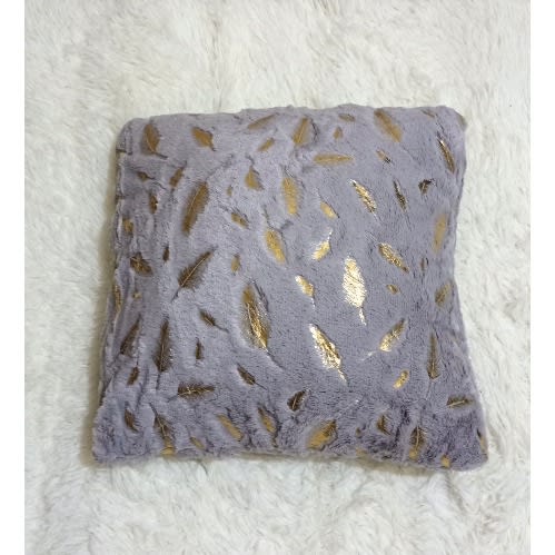Bronzing Leafy Plush Throw Pillow Cover With Fibre - Ash Grey(45cmx45cm)