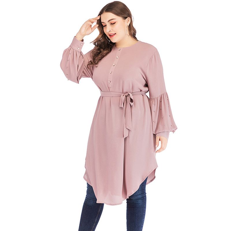Plus Size Spring Chiffon Shirt Blouse Womens Tops And Blouses Blusas-Pink Tops