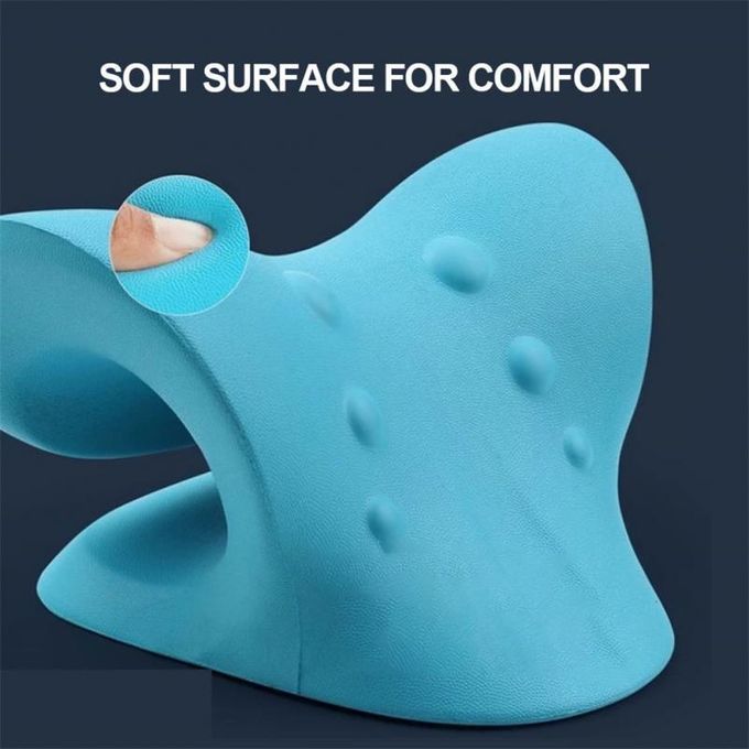 Neck Spine Traction Device Massage Pillow - Blue