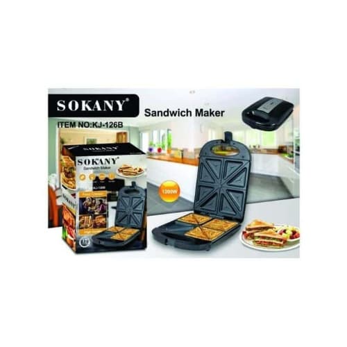 Sokany 4 Slice Sandwich Maker - 1200W - Black
