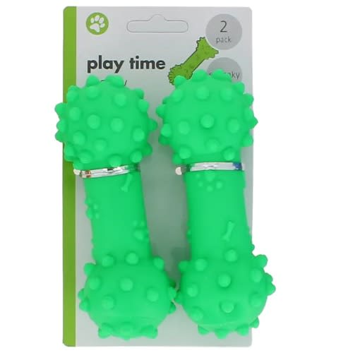Dog Vinyl Squeaky Toys - 2 Pack - Green