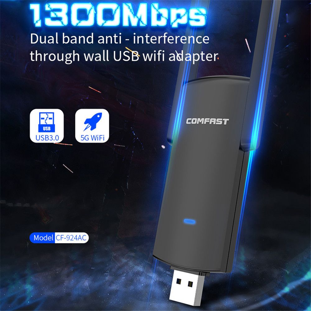 1300Mbps 5GHZ 2.4Ghz Wifi Adapter USB3.0 Dual Band For PC