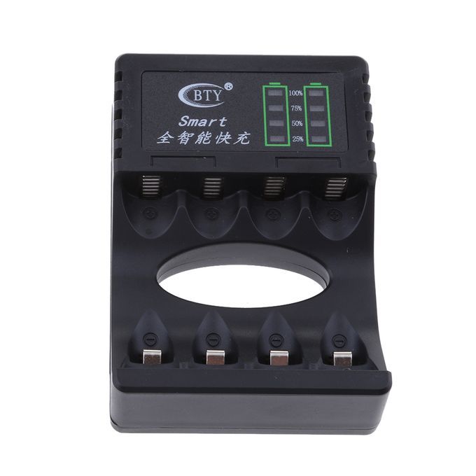 4 Slots Battery Quick Chargers For AA AAA Rechargeable Batteries Black