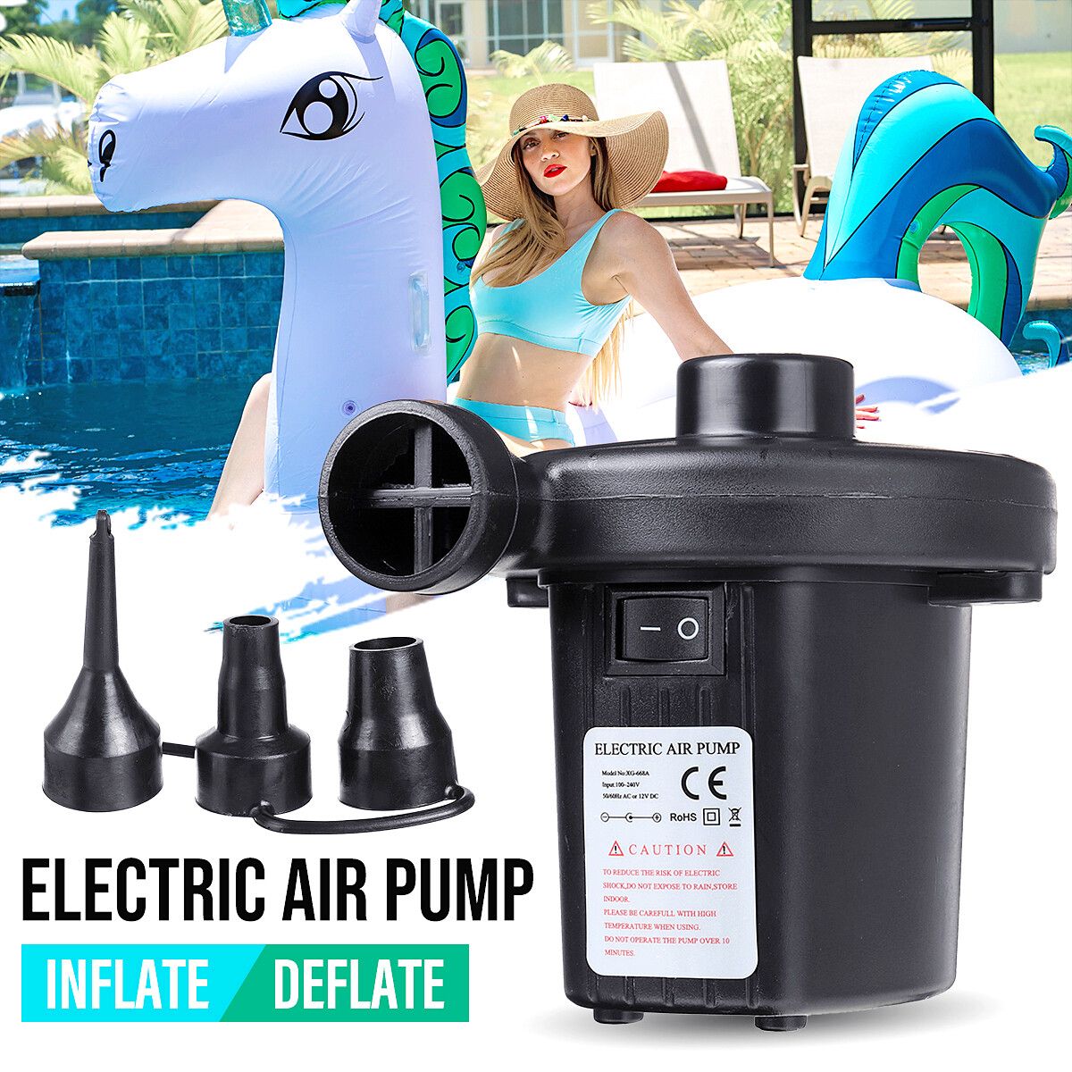 Electric Air Inflator Pump Inflate Deflate Air EU