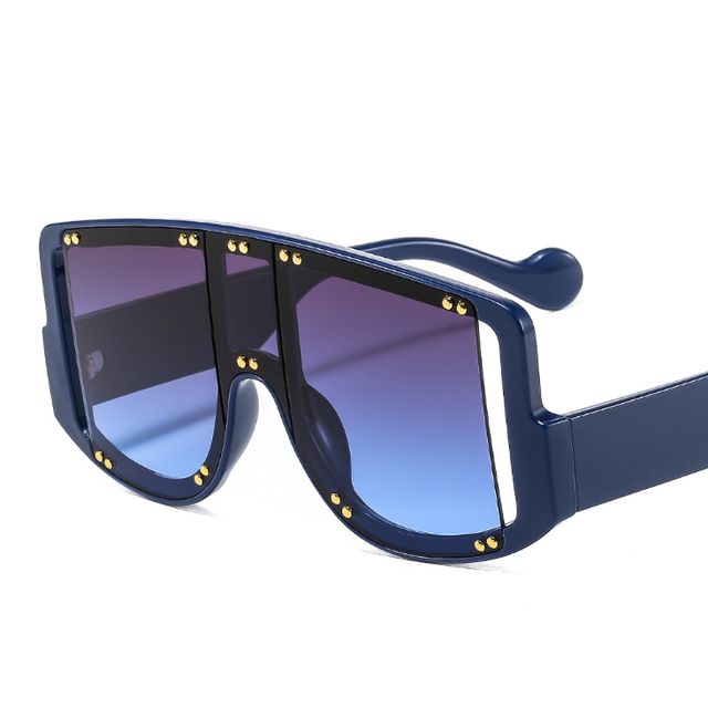Oversized One Lens Rivet Punk Sunglasses Men Women