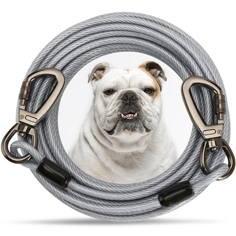 Dog Tie Out Cable 10-FT Dog Runner for Yard Steel Wire Dog Cable with Durable Superior Clips Pink Dog Chains