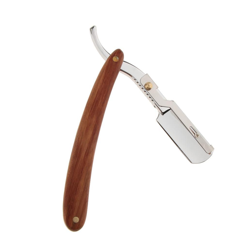 Safety Folding Straight Cut Throat Shaving  For Face Neck Woody