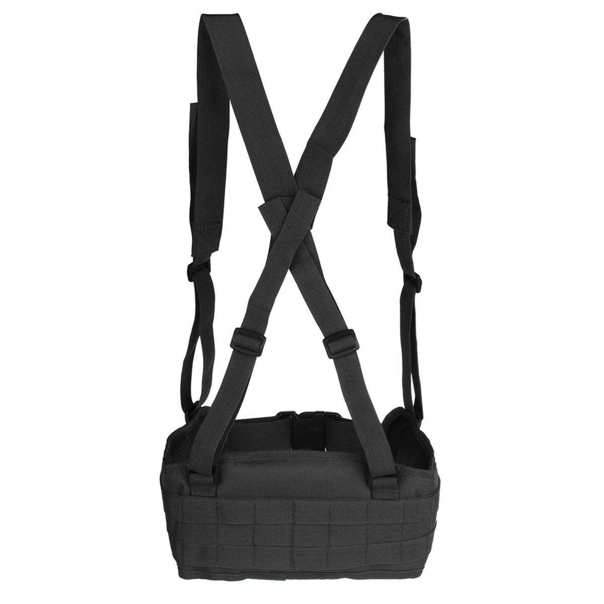 Molle Combat Waist Padded Modular Belt Battle With H-shaped Suspender Black Black (black)