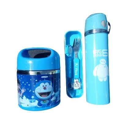 Set Of 3 - Food Flask + Water Bottle & Cutlery Combo