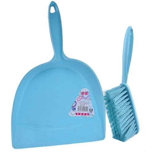 Soft Bristle Dustpan Brush Set - Blue