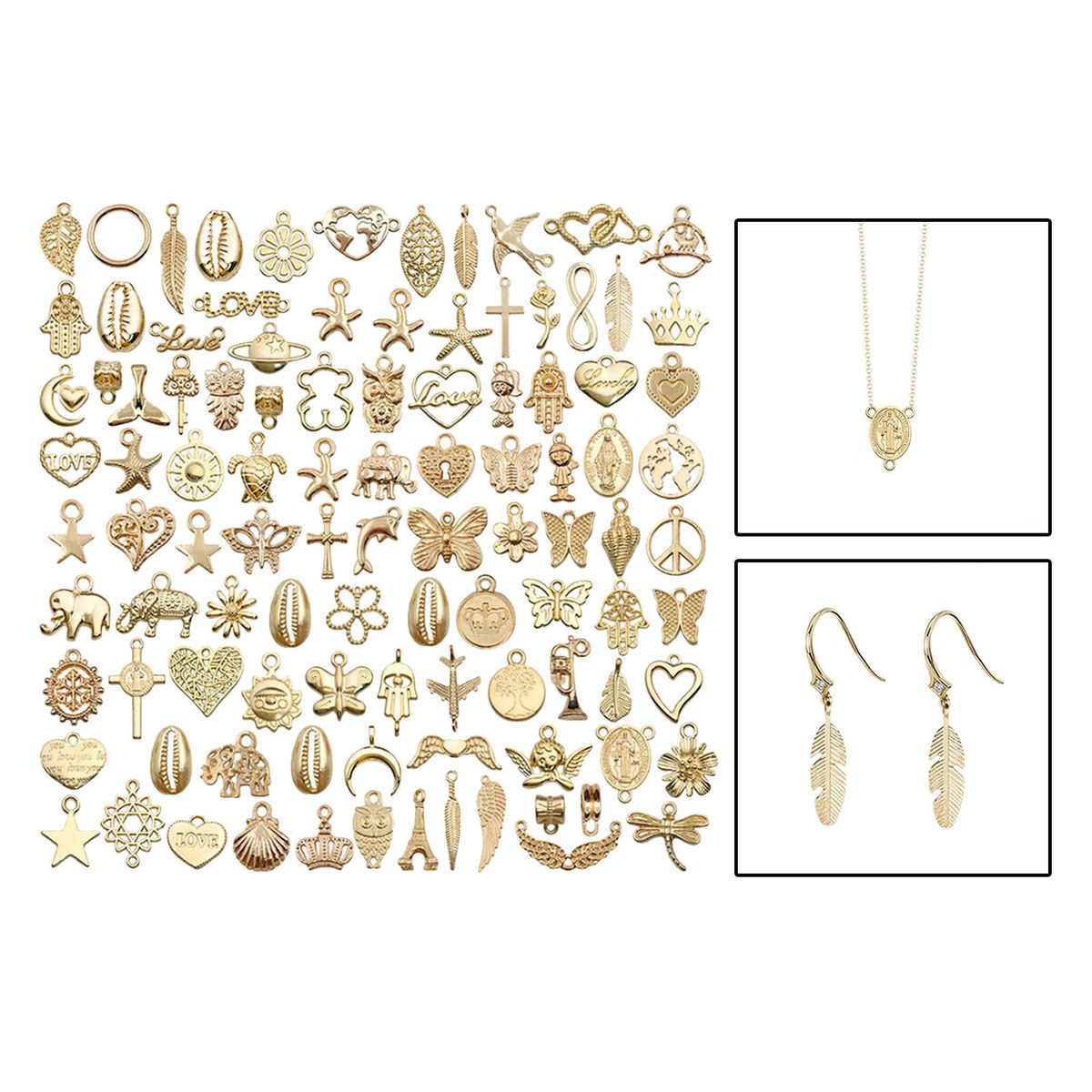 Assorted 100 Pieces Pendants Mixed Charms For Bracelet Key Chains