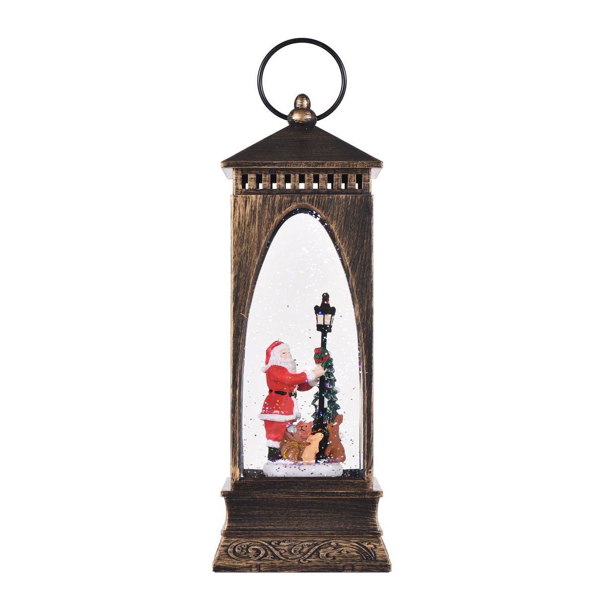 Snow Globe Lantern With Music Christmas Snow Spinning Water