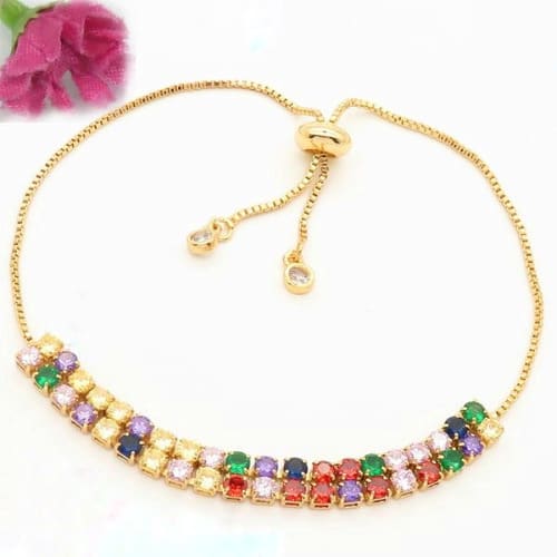 Women Colourful Double Line Crystal Bracelet
