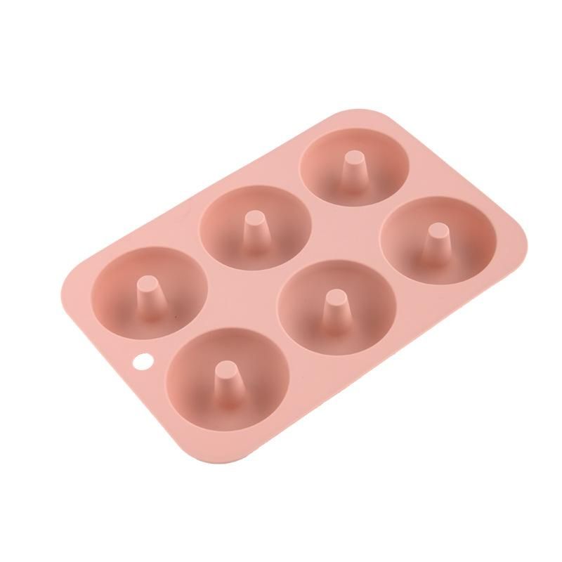 6-connected donut silicone mold silicone donut DIY cake mold macaron color circle baking tool pink