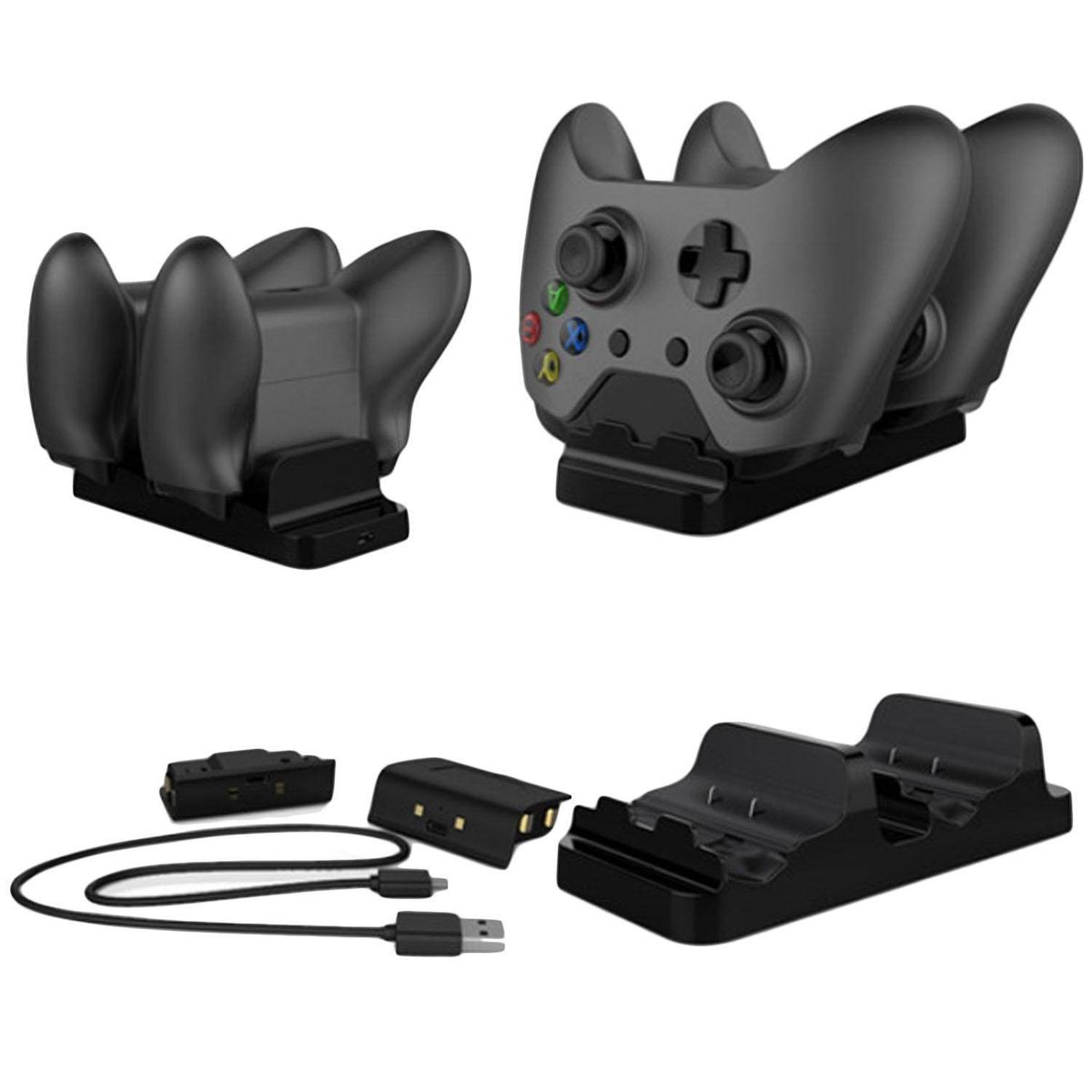 Dual Slots Controller Charger Dock Station Stand Holder Base Kit With Dual Rechargeable Battery Packs For Xbox One X Slim Controller BDZ