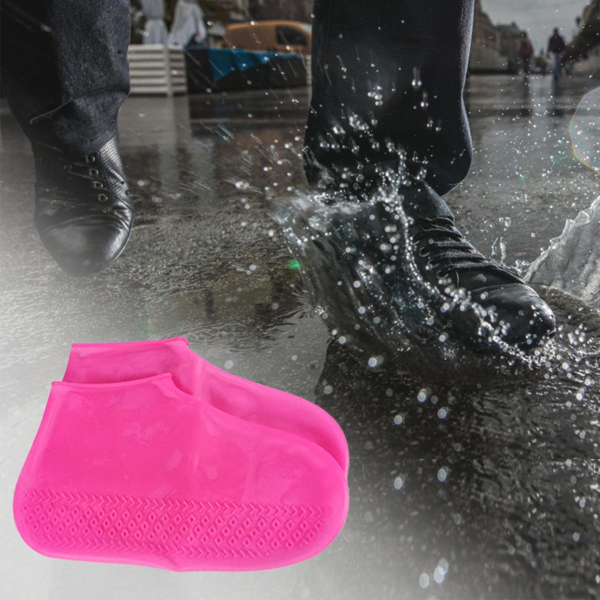 Waterproof Silicone Shoe Covers For Rain Travel Red M